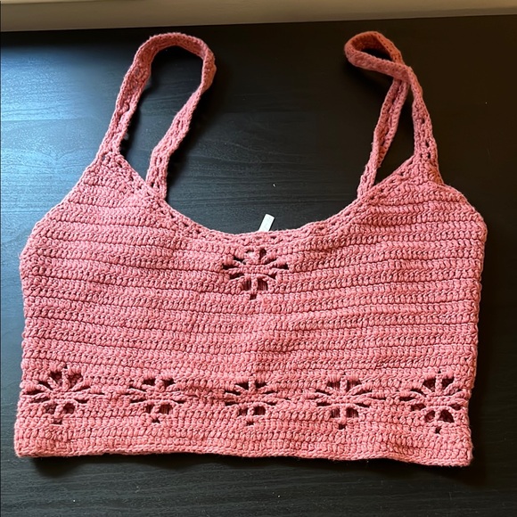 Free People Pink Crochet Tank Top - Picture 1 of 4
